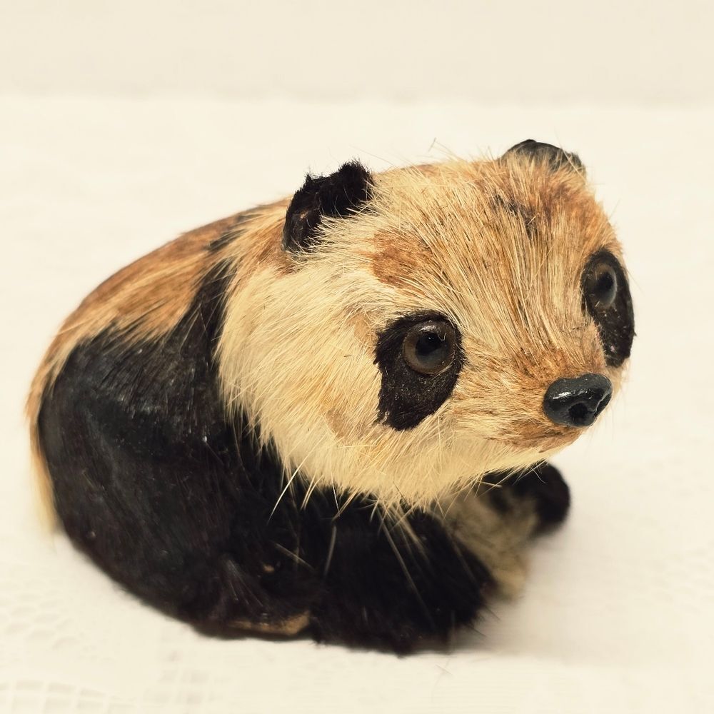 Vintage Antique Real Fur Panda Bear Figurine